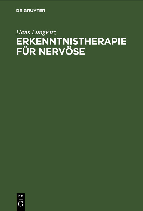 Cover Erkenntnistherapie für Nervöse