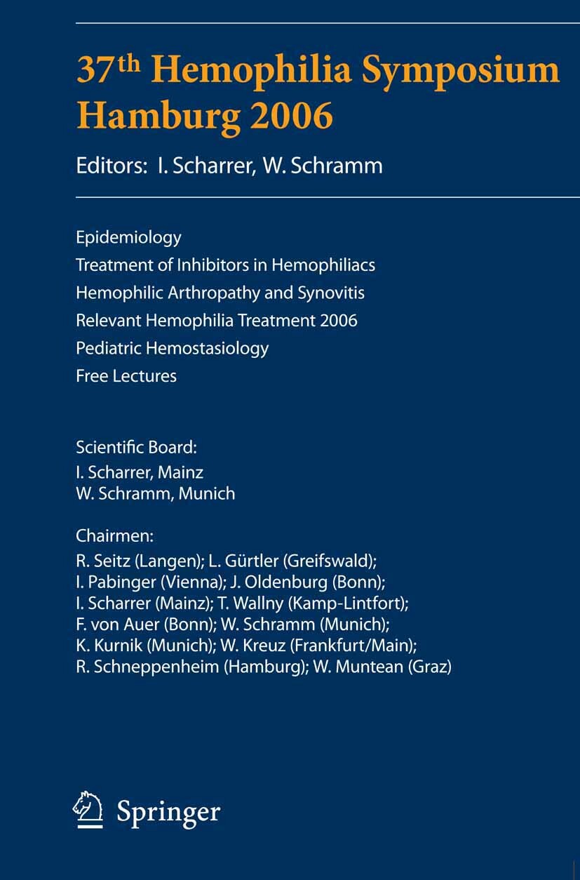 Cover 37th Hemophilia Symposium Hamburg 2006