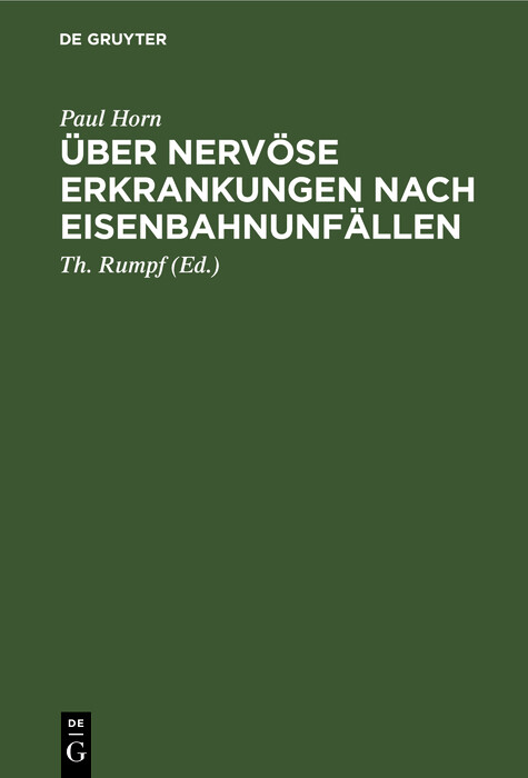 Cover Über nervöse Erkrankungen nach Eisenbahnunfällen