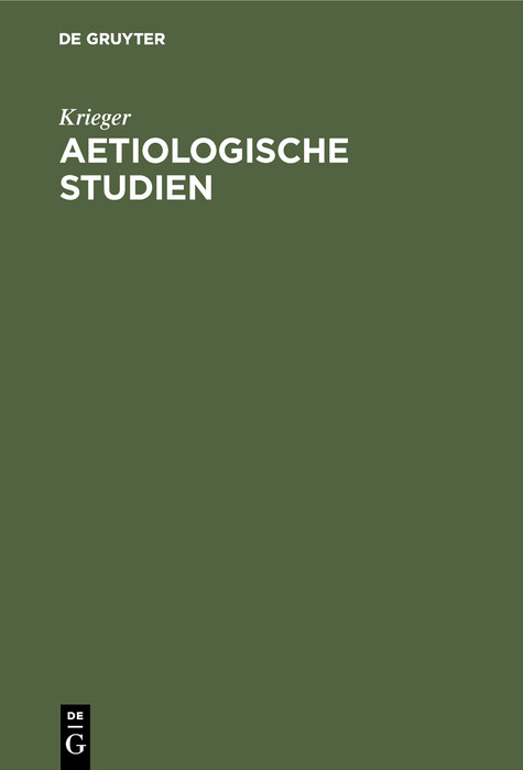 Cover Aetiologische Studien