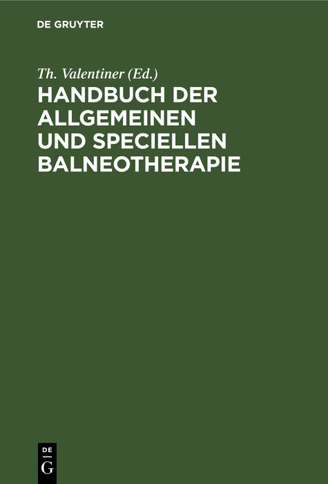 Cover Handbuch der allgemeinen und speciellen Balneotherapie