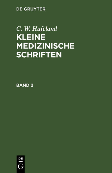 Cover C. W. Hufeland: Kleine medizinische Schriften. Band 2
