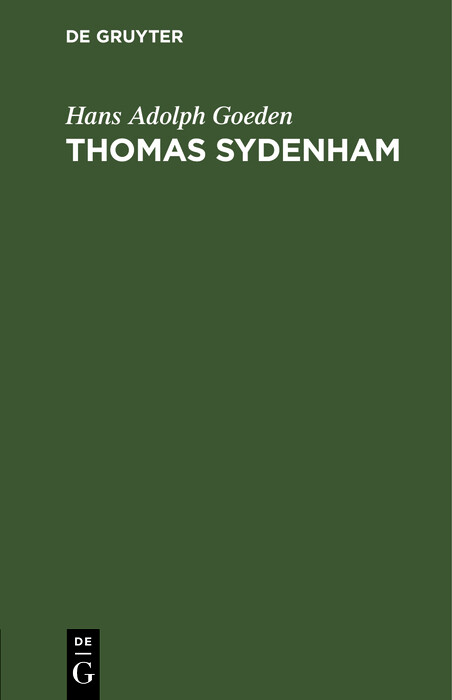 Cover Thomas Sydenham
