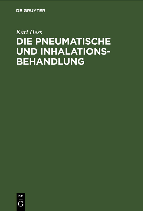 Cover Die pneumatische und Inhalations-Behandlung