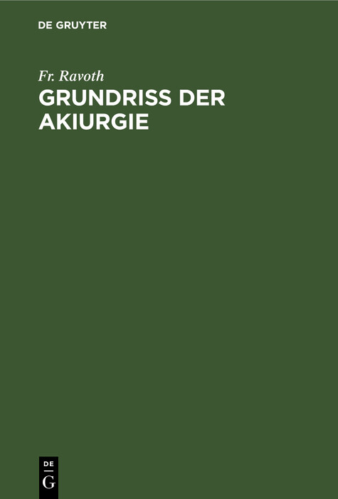Cover Grundriss der Akiurgie