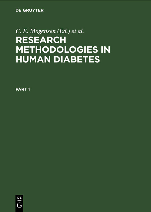 Cover Research Methodologies in Human Diabetes. Part 1