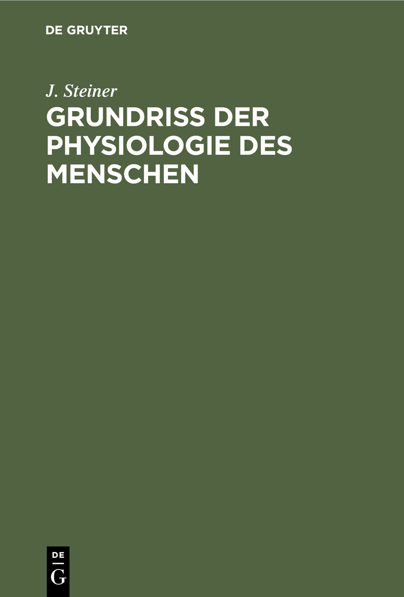 Cover Grundriss der Physiologie des Menschen
