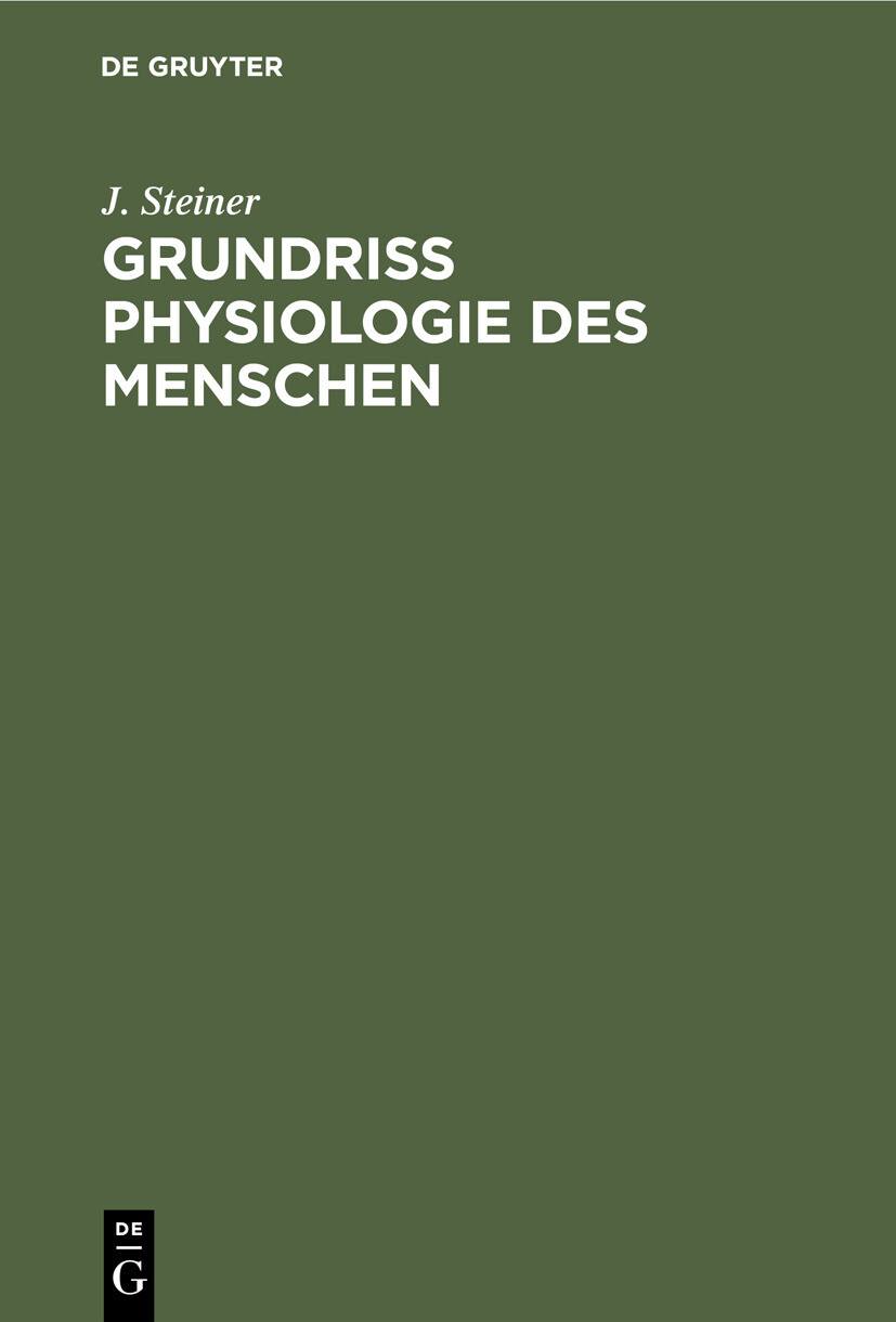 Cover Grundriss Physiologie des Menschen