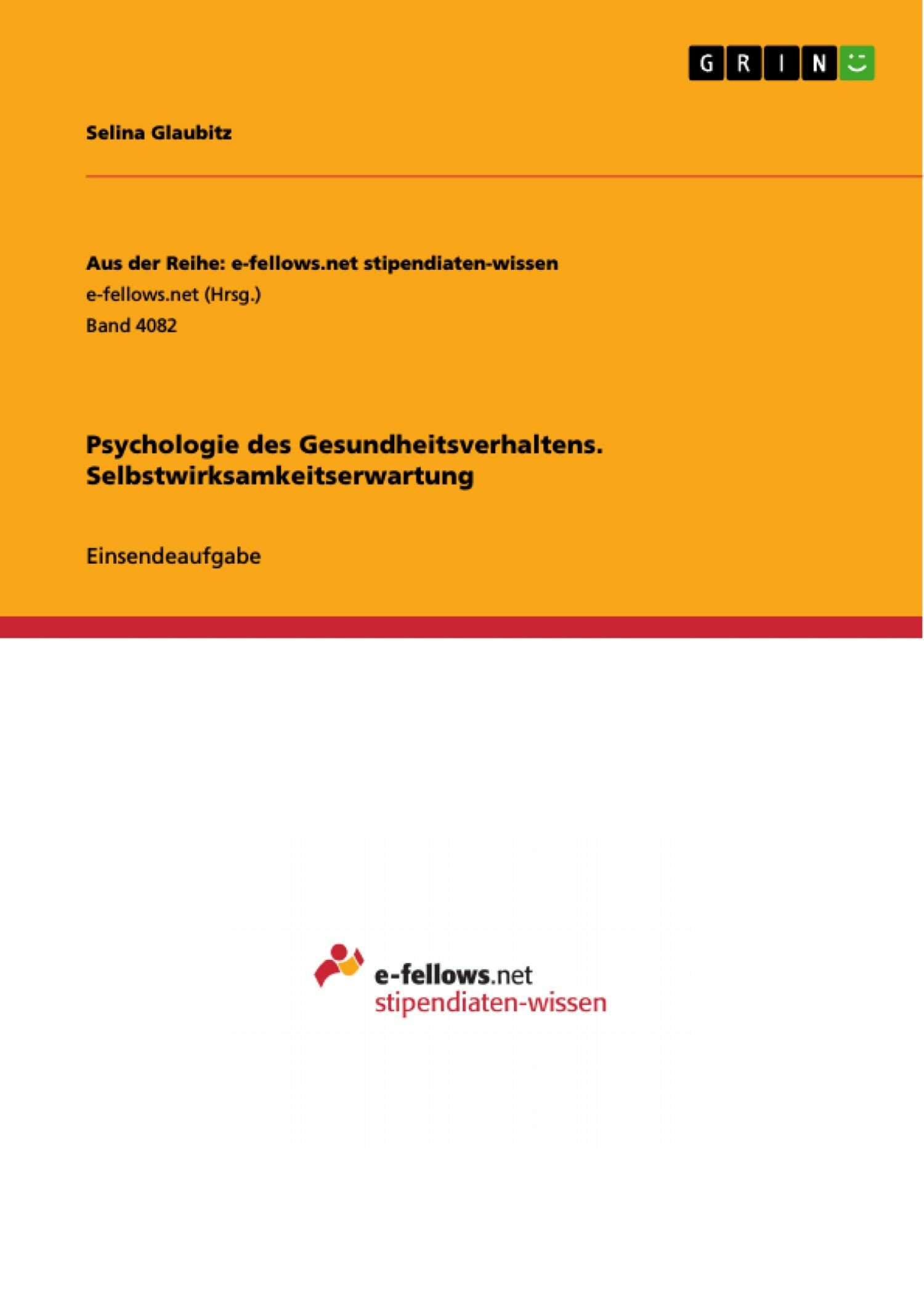 Cover Psychologie des Gesundheitsverhaltens. Selbstwirksamkeitserwartung