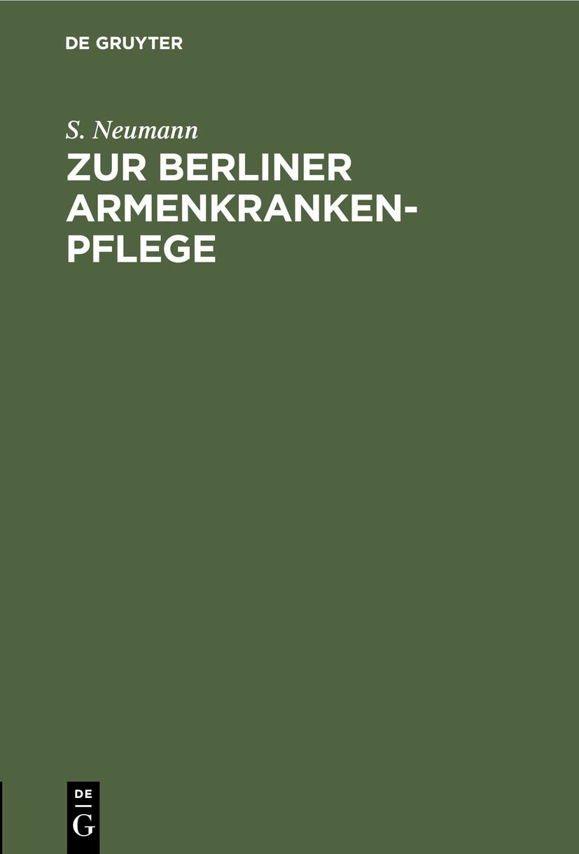 Cover Zur Berliner Armenkrankenpflege