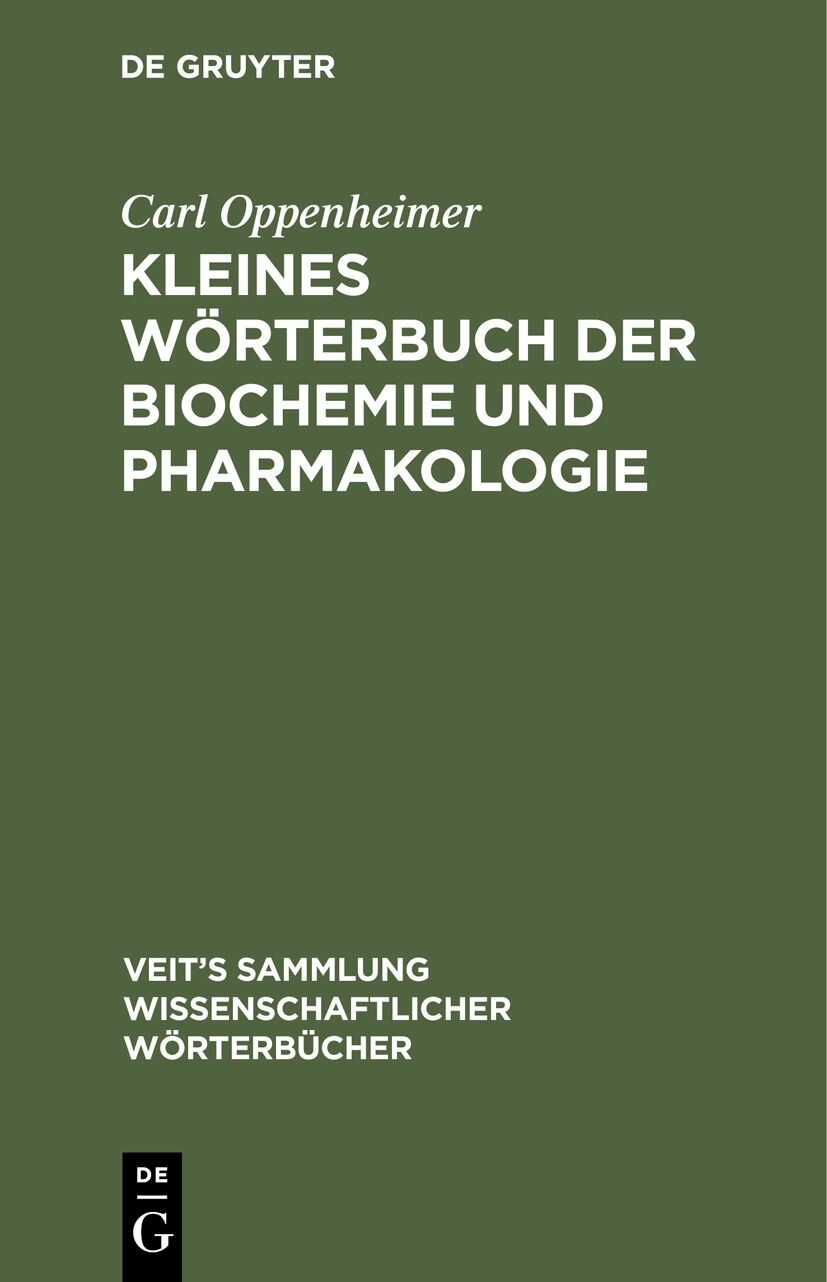 Cover Kleines Wörterbuch der Biochemie und Pharmakologie