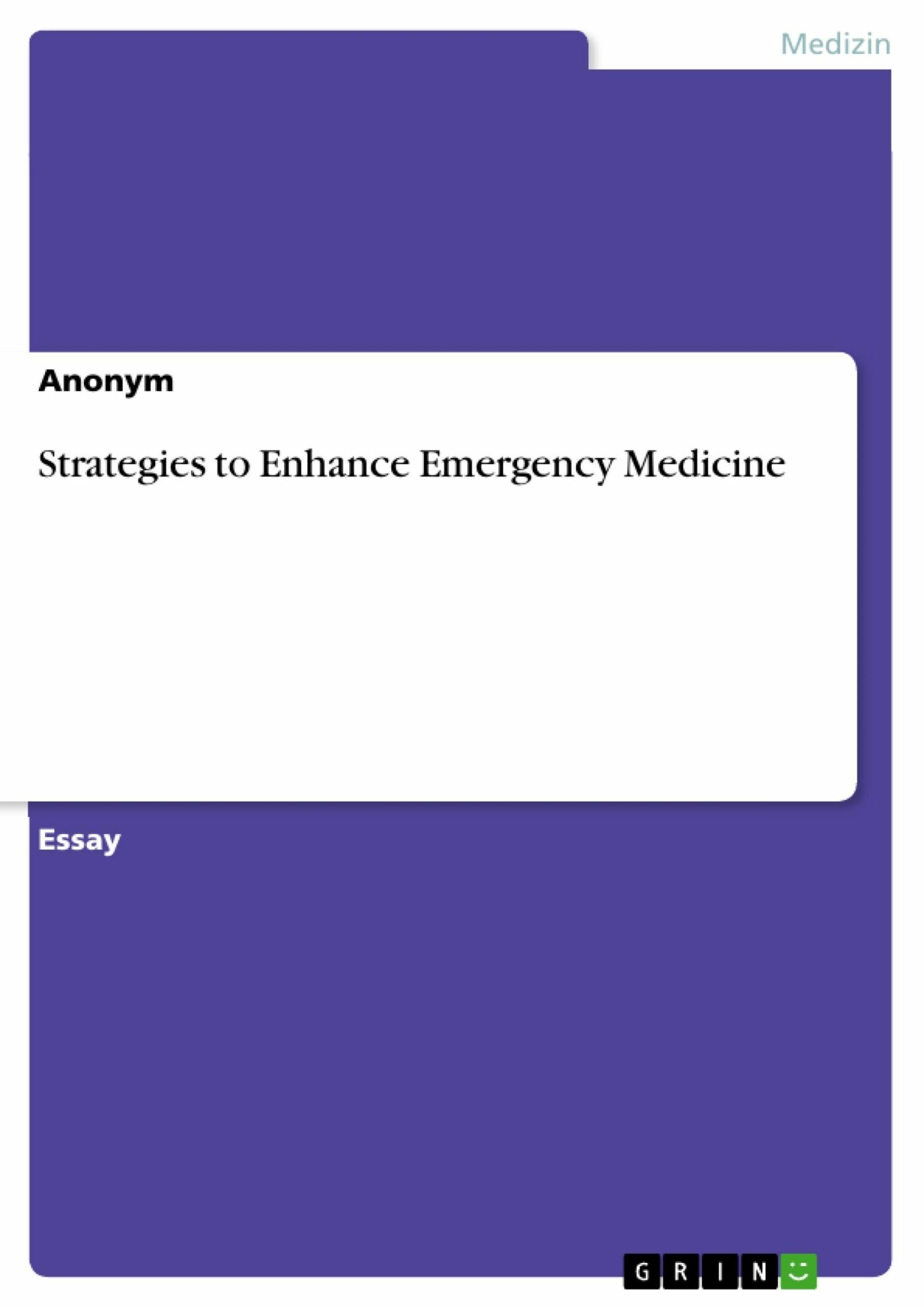 Cover Strategies to Enhance Emergency Medicine