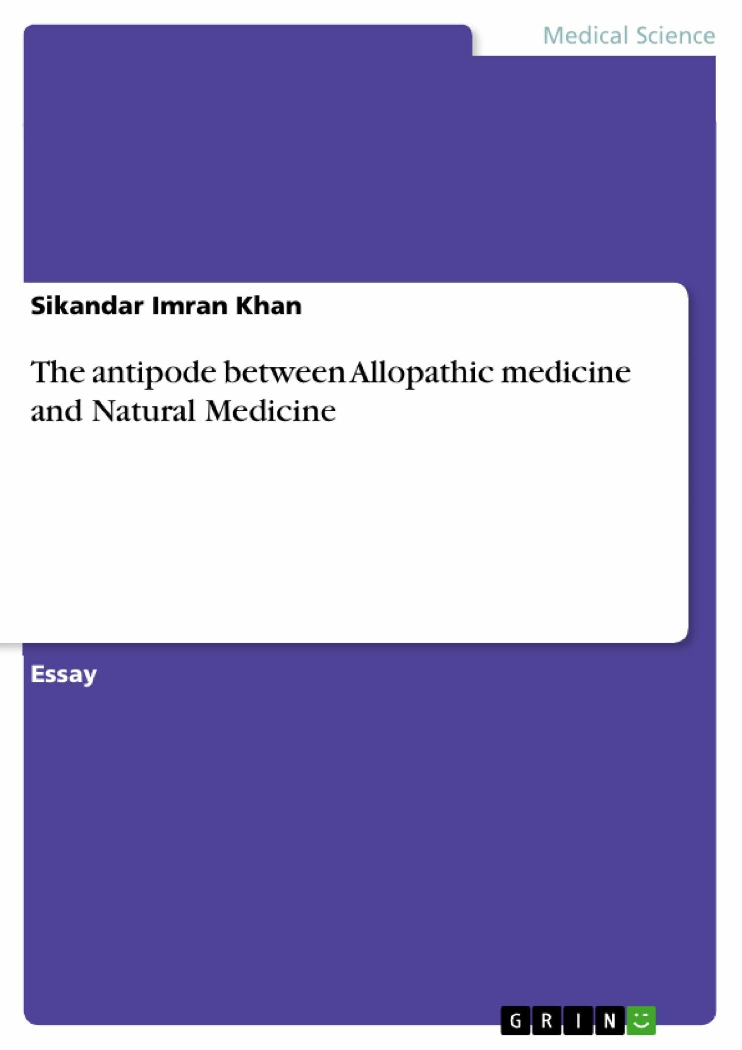 Cover The antipode between Allopathic medicine and Natural Medicine