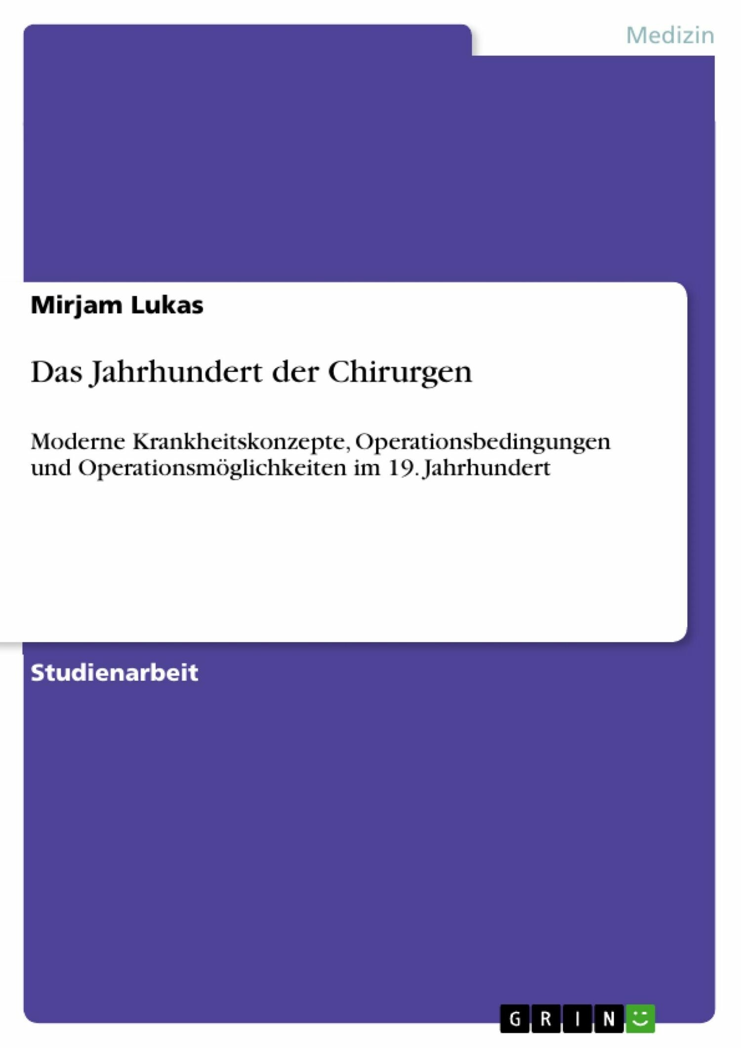 Cover Das Jahrhundert der Chirurgen