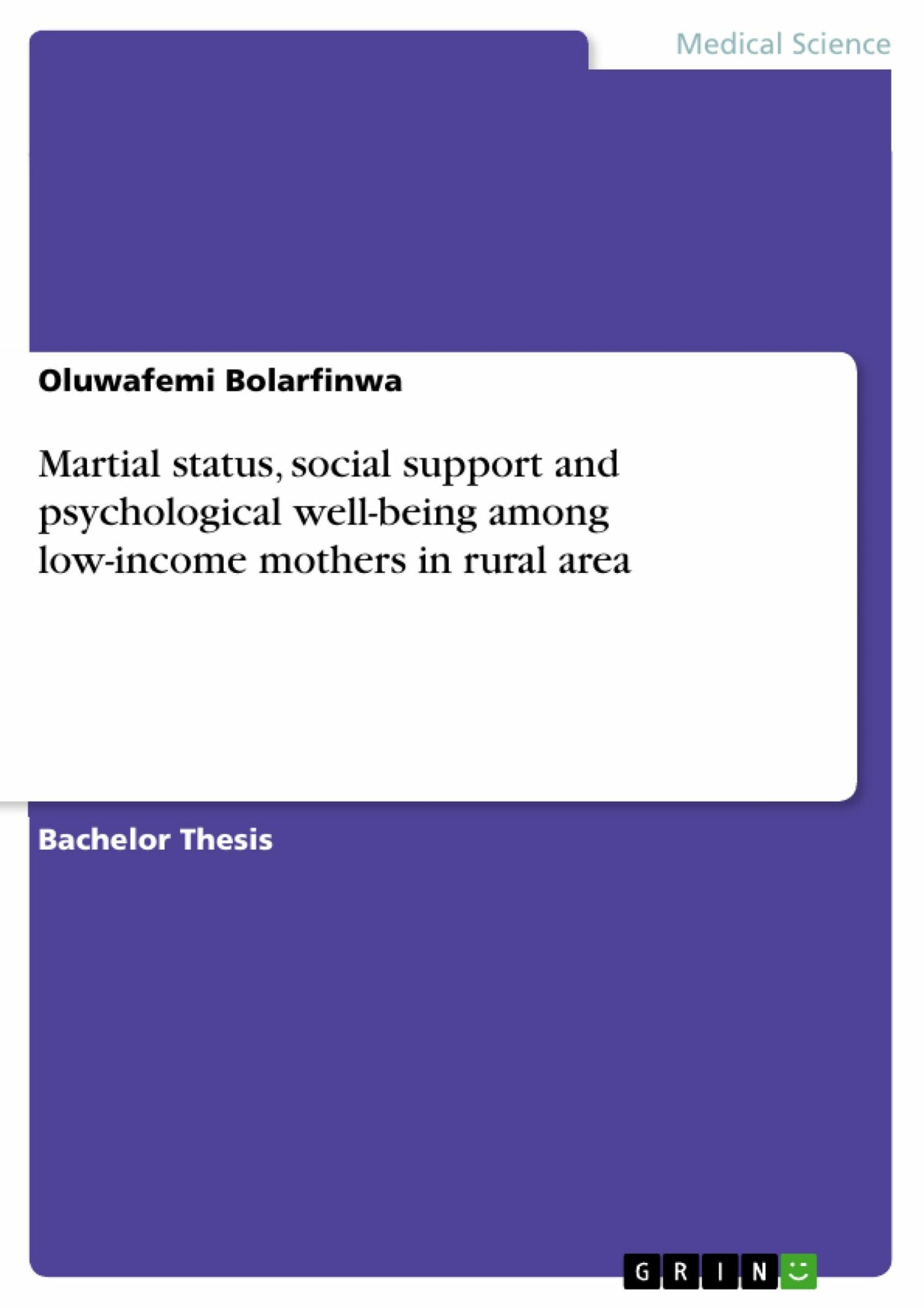 Cover Martial status, social support and psychological well-being among low-income mothers in rural area