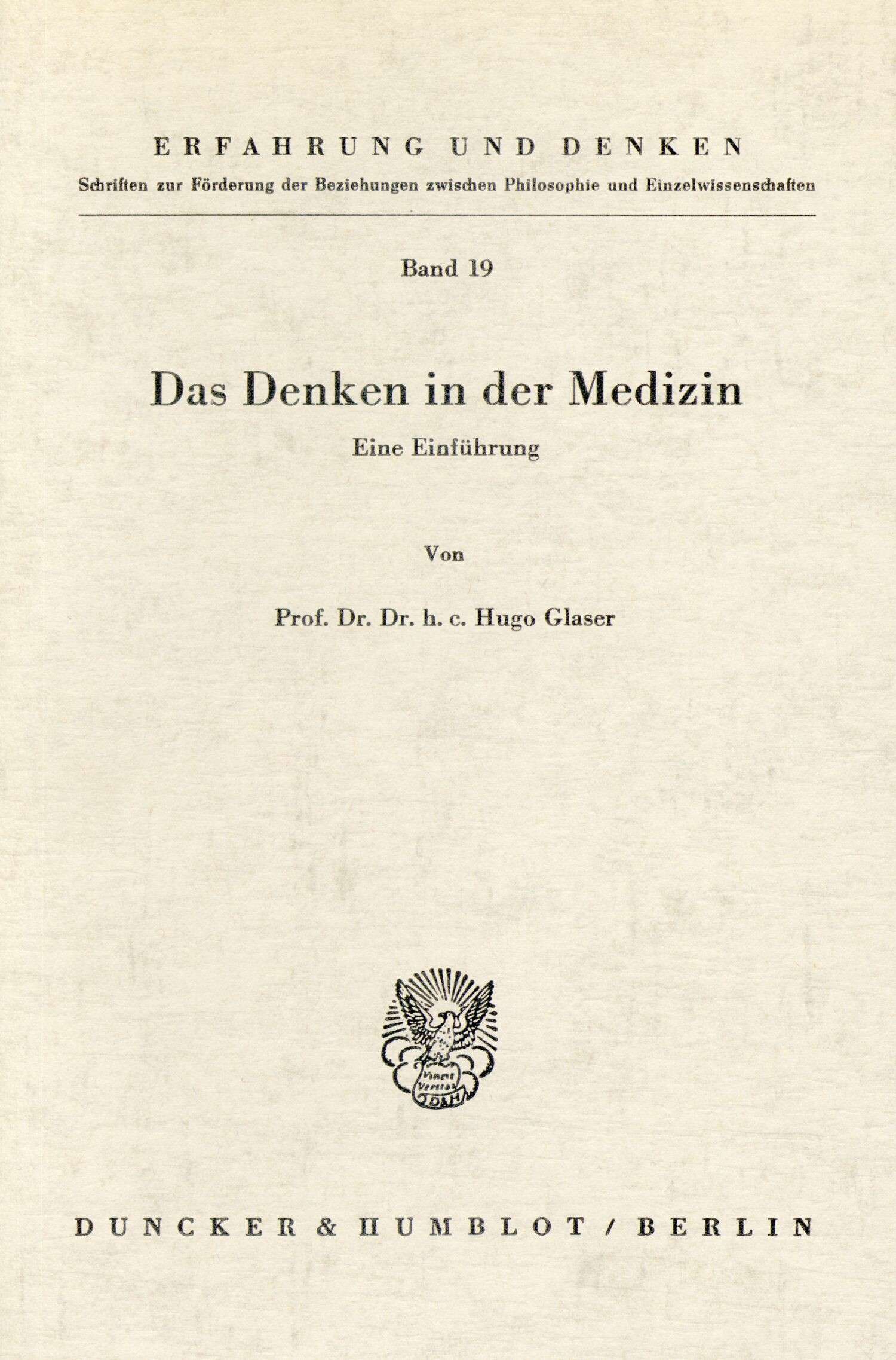 Cover Das Denken in der Medizin.