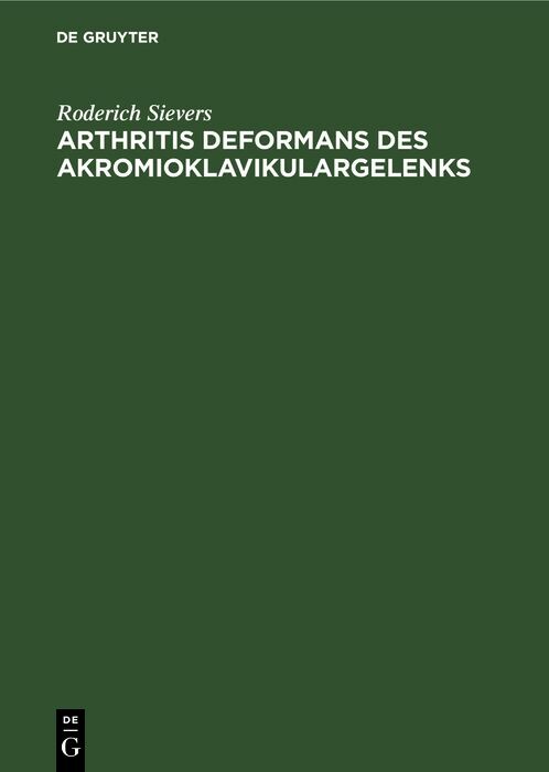 Cover Arthritis deformans des Akromioklavikulargelenks