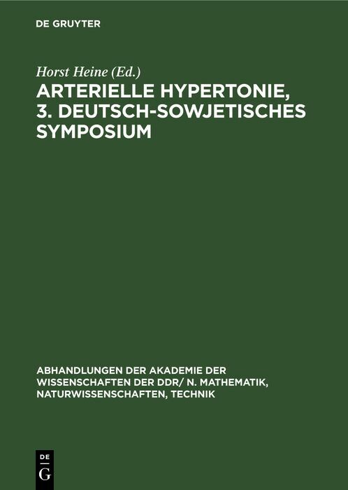 Cover Arterielle Hypertonie, 3. Deutsch-Sowjetisches Symposium
