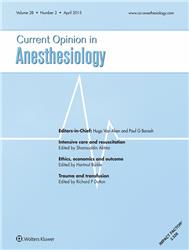 Cover Current Opinion in Anesthesiology