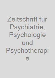 Cover Zeitschrift für Psychiatrie, Psychologie und Psychotherapie