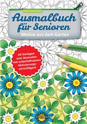 Cover Ausmalbuch für Senioren. Motive aus dem Garten.