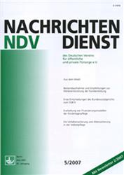 Cover Nachrichtendienst des Deutschen Vereins für öffentliche und private Fürsorge
