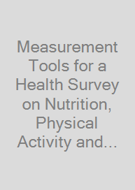 Cover Measurement Tools for a Health Survey on Nutrition, Physical Activity and Lifestyle in Children