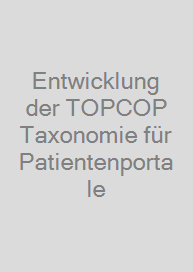 Cover Entwicklung der TOPCOP Taxonomie für Patientenportale