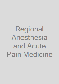Cover Regional Anesthesia and Acute Pain Medicine