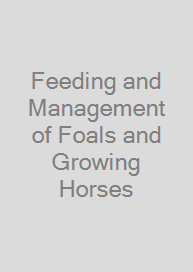 Feeding and Management of Foals and Growing Horses