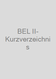 Cover BEL II-Kurzverzeichnis