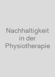 Cover Nachhaltigkeit in der Physiotherapie